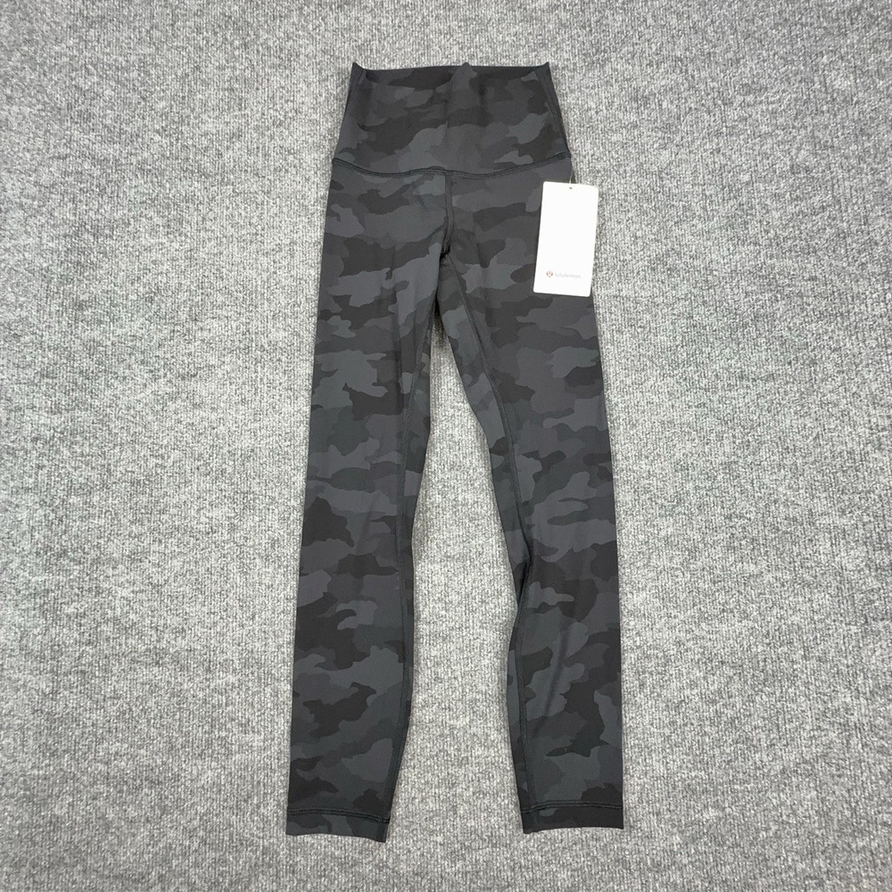 Lululemon Leggings Womens 2 Gray Camo Wunder Under HR Tight 25 Yoga Ankle Pants